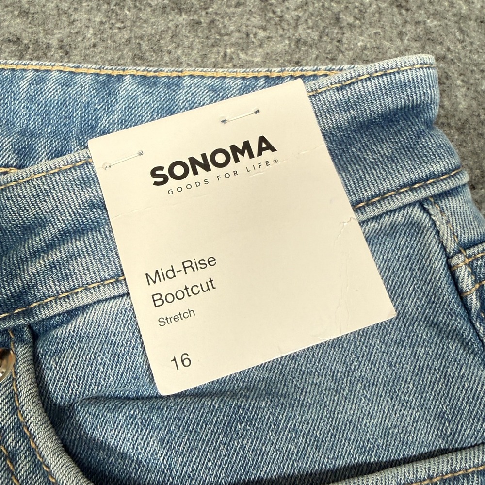 Sonoma Goods for Life Womens Mid-Rise Bootcut Stretch Jeans Light Wash Size 16 - Picture 4 of 12